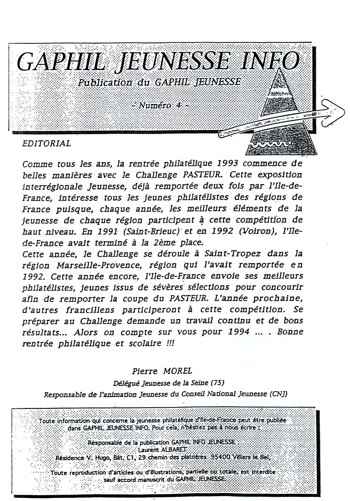 GAPHIL Info Spécial Jeunesse n°04 de septembre 1993.